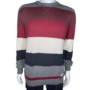 Billabong Striped Knit Sweater Pullover Large Cotton Blend Surf Skate Casual